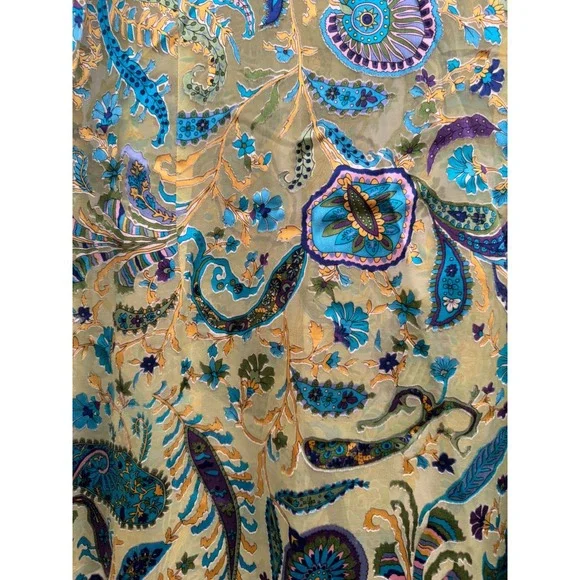 Soft Surroundings Green & Blue Floral Print Long Sleeve Button-Down Shirt Size L - Picture 15 of 16